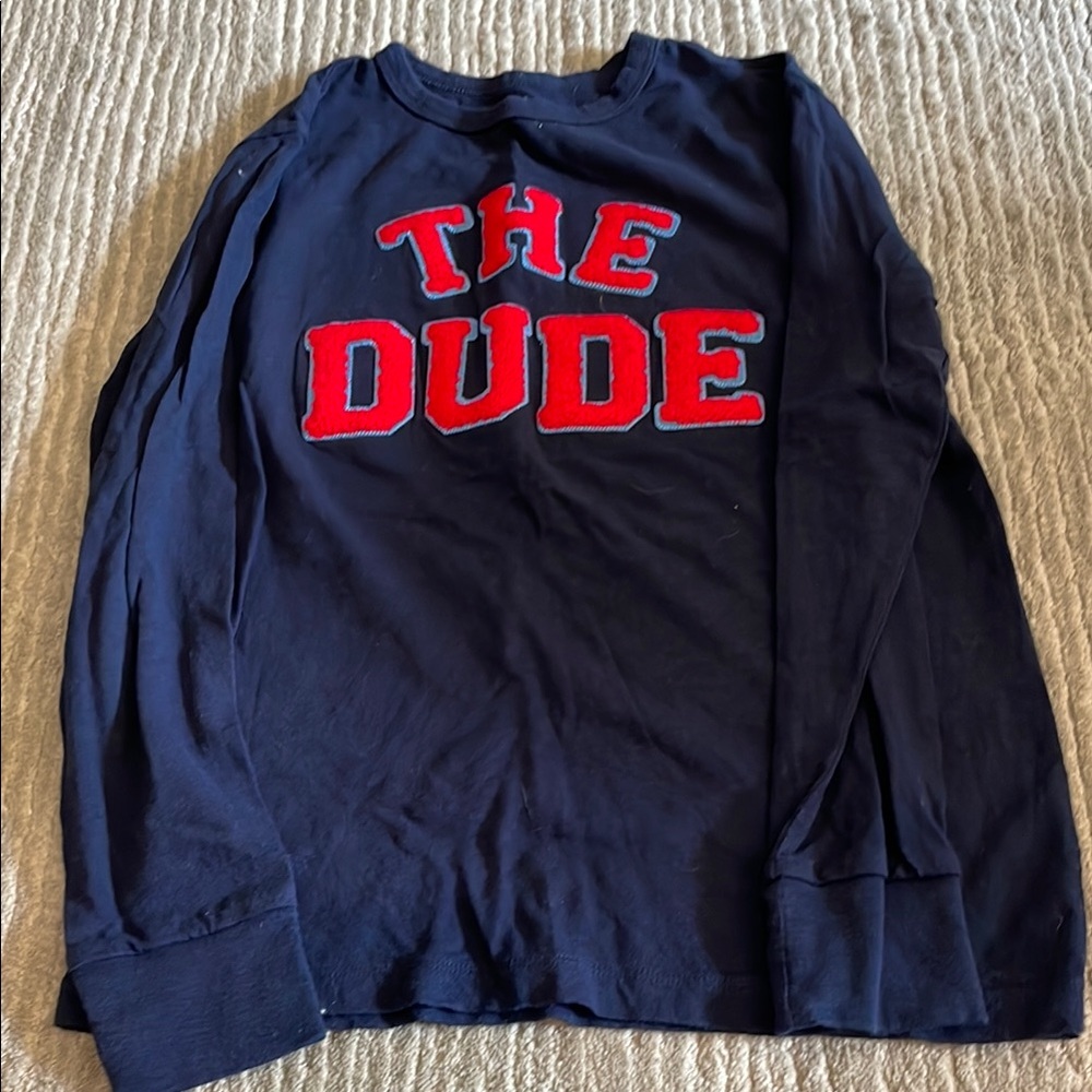 Crewcuts Navy Long Sleeve Tee with Red 'The Dude' Print
